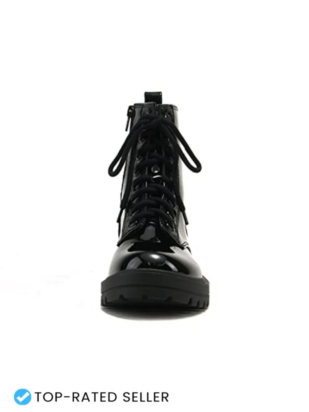 Lug Sole Combat Ankle Bootie Lace Up Side Zipper Chunky Heel